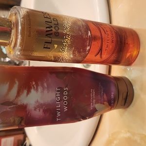 Twilight woods by bath and body works.  Body cream & 24k shower gel